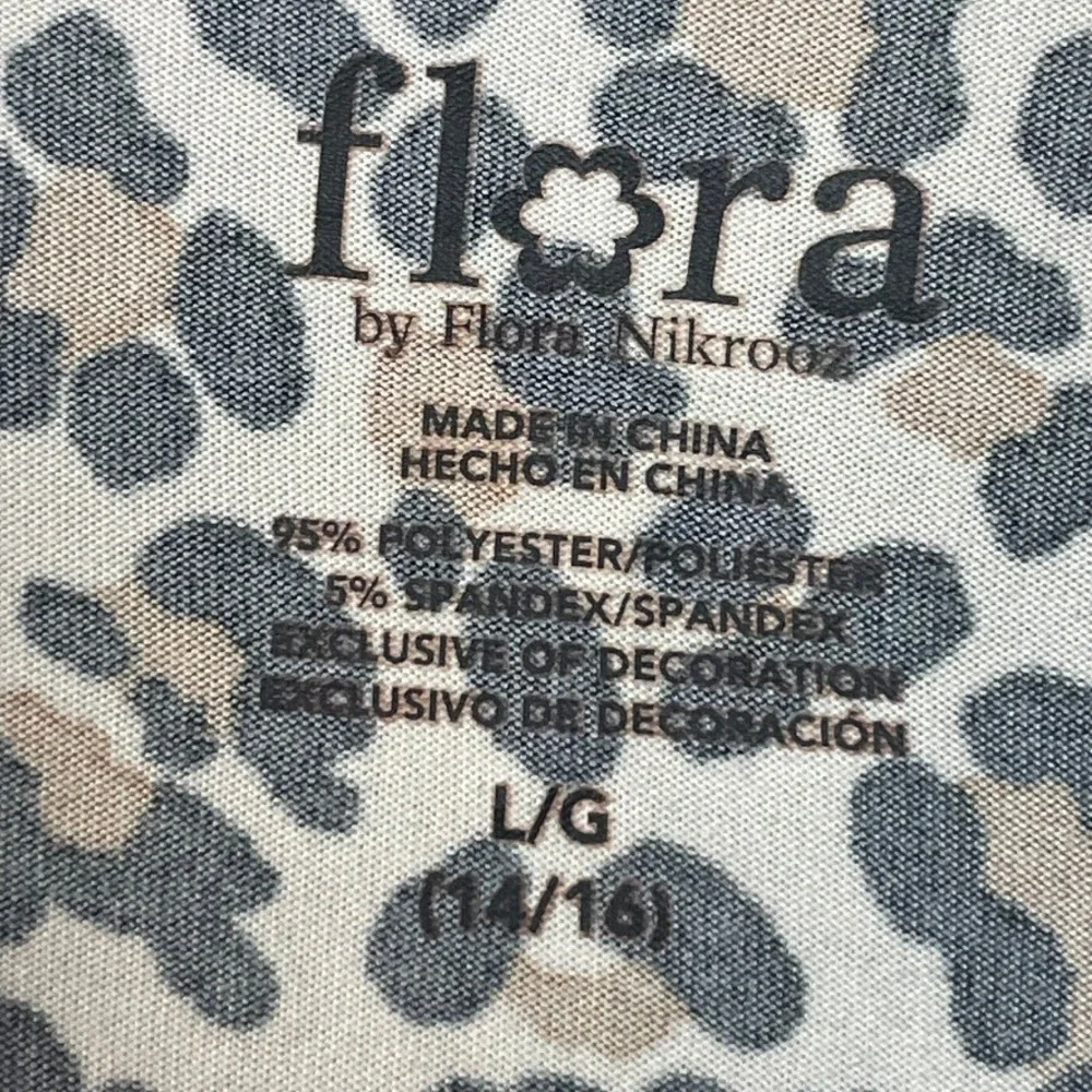 Flora by Flora Nikrooz Leopard Print Pajama‎ Set Women's L Cozy Lounge